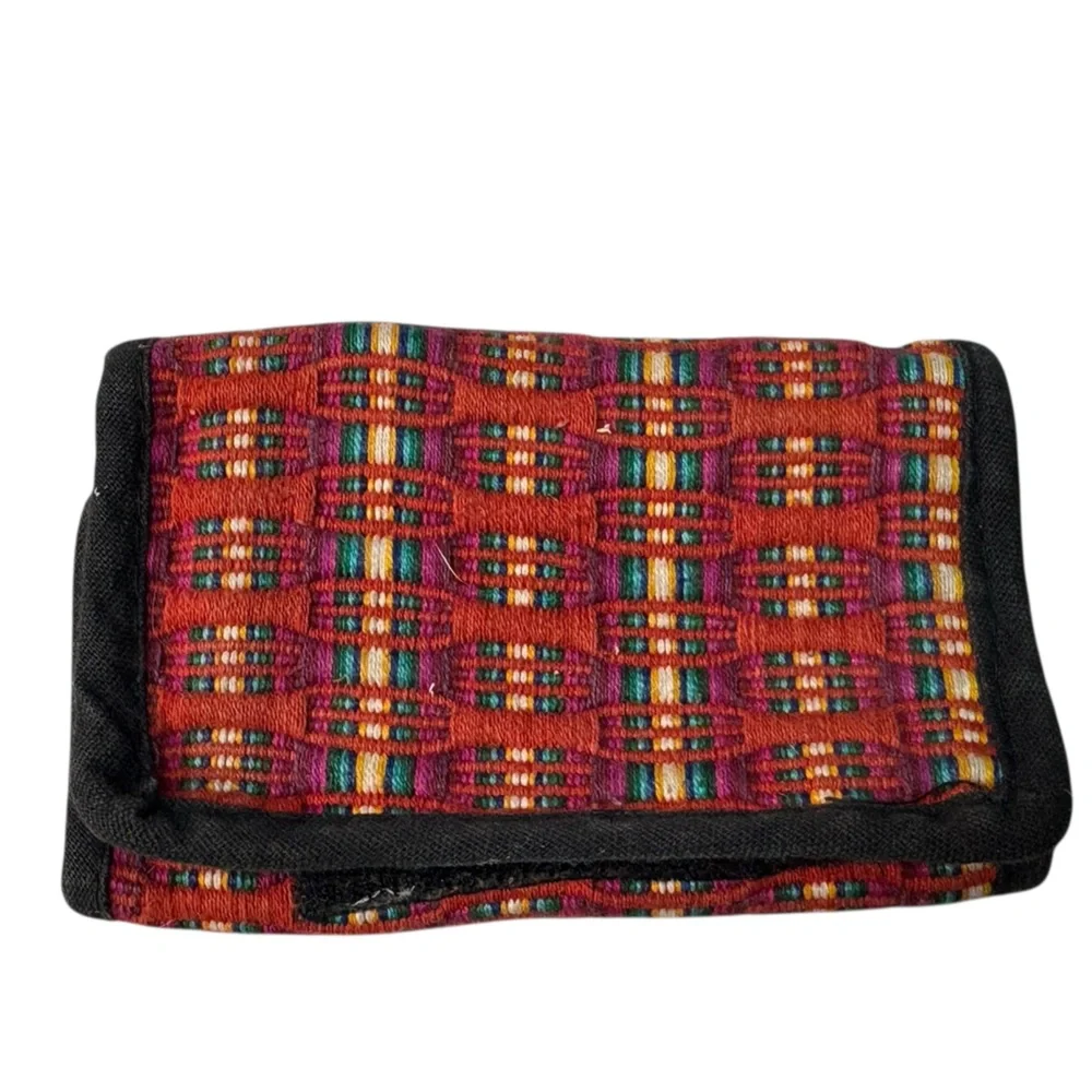 Colorful Vintage Red Boho Reggae 80s Men’s Velcro Hippie Trifold Wallet Rare